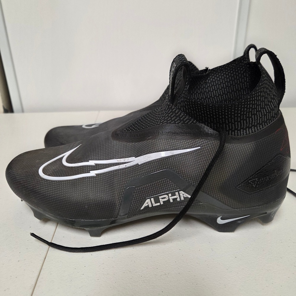 Nike Alpha Menace Elite 2 Football Cleats Mens 13 Black White Flyknit High Top